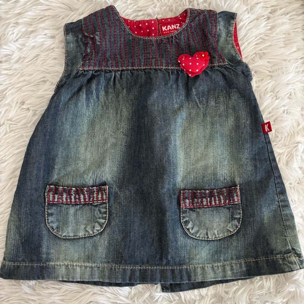 KANZ girls Denim Dress with Red Accents